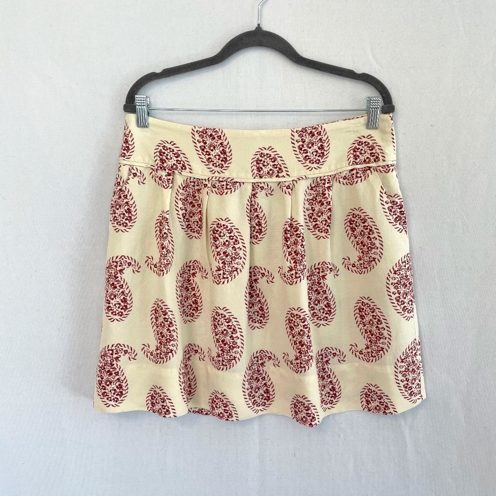 LOFT Women’s Size 10 Paisley Print Linen Blend Mini Skirt